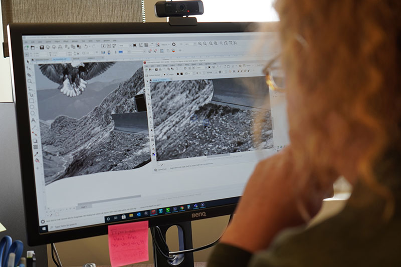 computer-designing a monument - edmonton granite memorial 